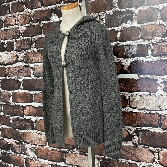 Elisabetta Collection Sweater Cardigan Coatigan Hood Button Knit Gray Size Small - Picture 7 of 16